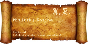 Mititzky Rozina névjegykártya